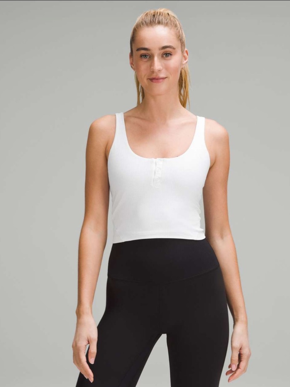 #964 Lululemon Align Ribbed Henley Tank Top White Size 4 EUC
